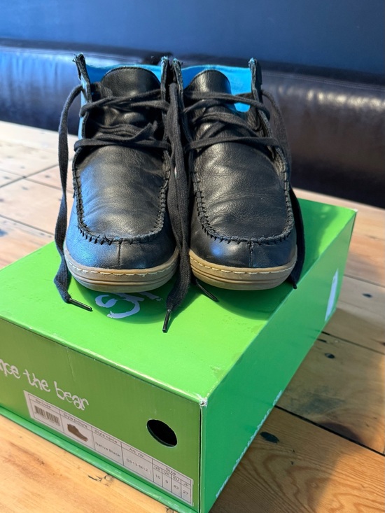 Shoe The Bear Other - Black Leather Moccasin Kids Shoes with Tan Sole